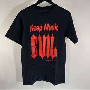 1999 Psycho World Keep Music Evil Mens Black T Shirt Rock Metal M Vintage